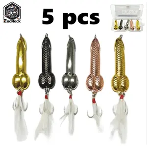 EXCROCK 5pcs Bass Fishing Lure, Topwater Fishing Lures with Trebles Hooks,Spoon Lures, Fishing Tackle for Freshwater and Saltwater, Fishing Gifts for Men