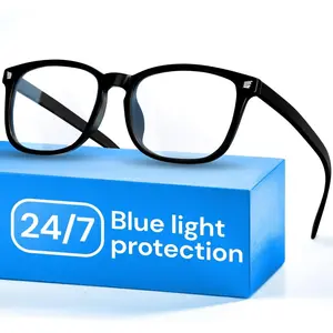 Black Blue Light Glasses for Computer & Gaming - Anti UV Ray Lenses, Scratch-Resistant & Comfort Fit