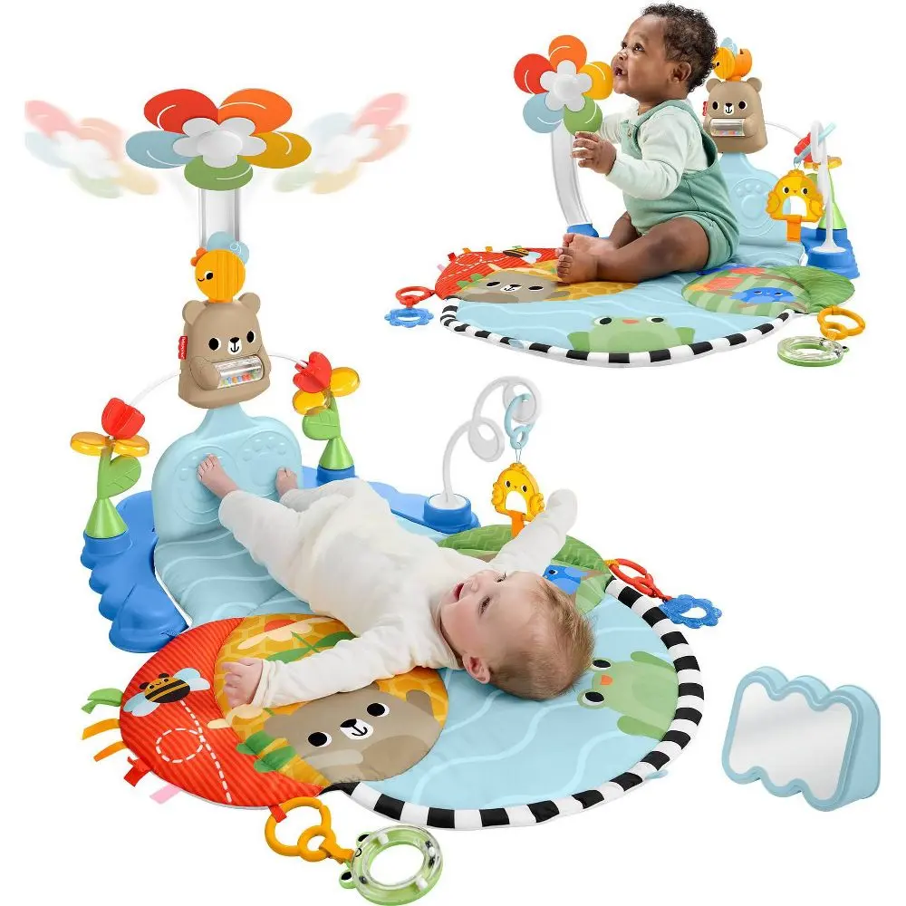 Fisher-Price 3-in-1 Kick & Sway Activity Gym, Unisex Baby Play Mat - Tummy Time Mat, Floor Activity Center, Sensory Playset for Newborn Developmental Needs, Play Mat For Babies, Tummy Time Play Mat