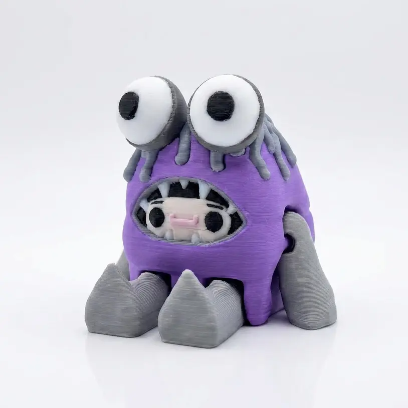 Little Girl in the Purple Monster Costume Yeti #040 | Frostbite Yeti Series | 3D Printed Kawaii Collectible | Animated Movie Nostalgia Gift