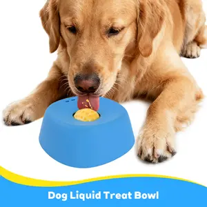 Slow Feeder Dog Bowls for Liquid Treat, [Built-in Rolling Ball] No Spill Bone Broth Dog Licking Bowl, Multi-Purpose Puppy Yogurt Feeder Bowl for All Breeds Dietary Supplement/Post-op Nutrition