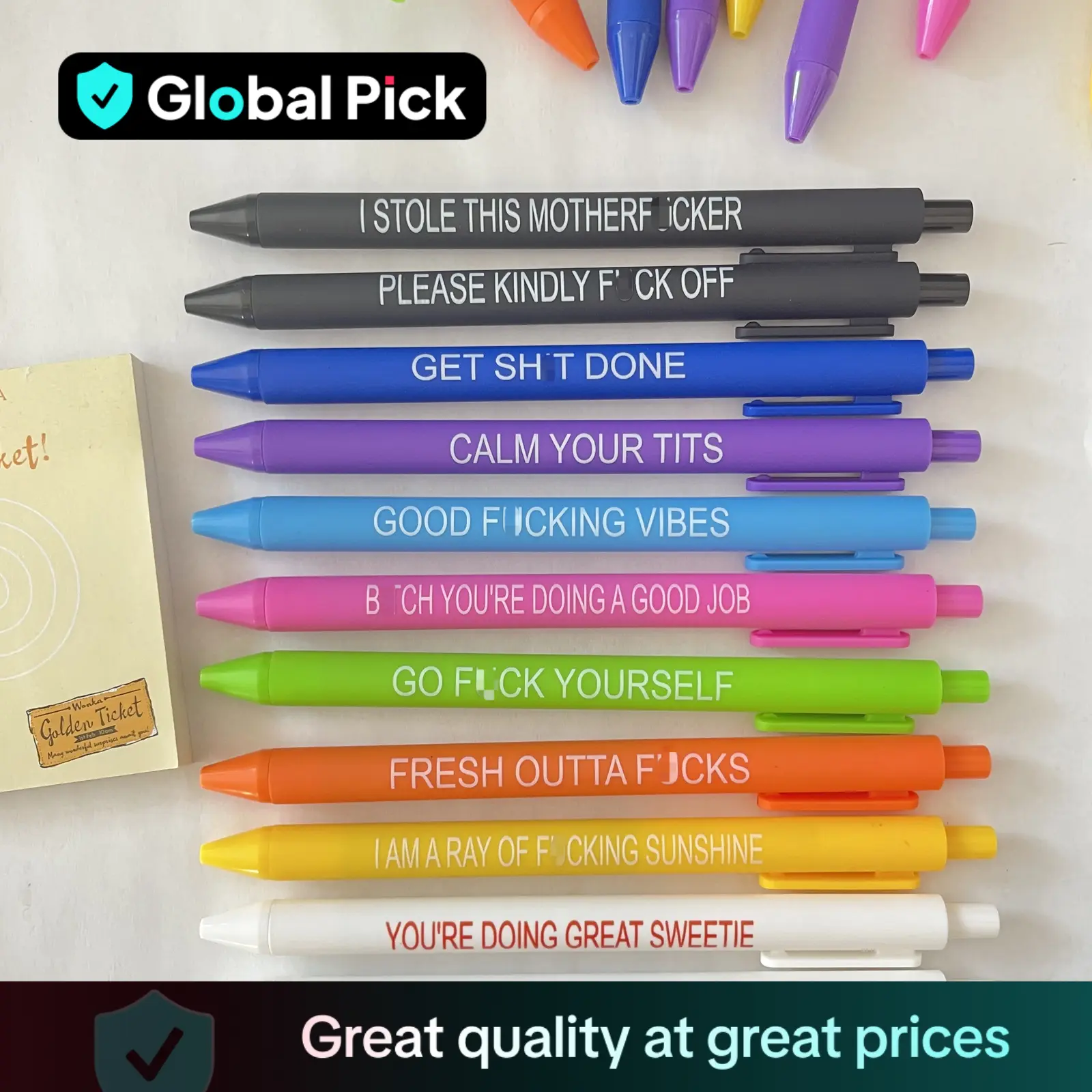 Funny Adult Ballpoint Pen Set, 10/11pcs/set Premium Days Of The Week Swear Cuss Word Pens, Novelty Pens for Corworkers Friends Family Lovers