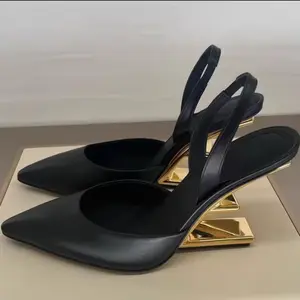 New Fashion Trend Women's Single Shoes Special-shaped Heel High Heel Half-support Simple Banquet Fashion Women's Shoes