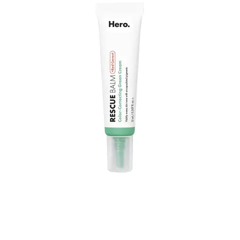 Hero Cosmetics Rescue Balm + Red Correct Green Cream - Nourishing Calming Primer, Moisturizer for Acne-Prone Skin with Redness Color Correction