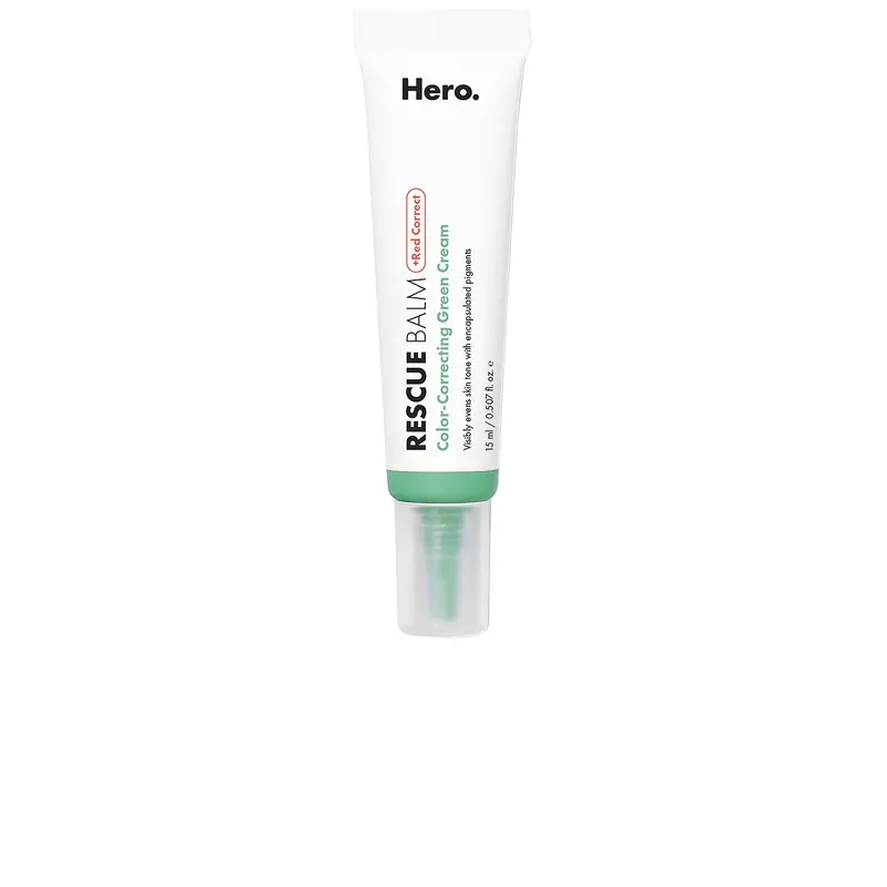 Hero Cosmetics Rescue Balm + Red Correct Green Cream - Nourishing Calming Primer, Moisturizer for Acne-Prone Skin with Redness Color Correction