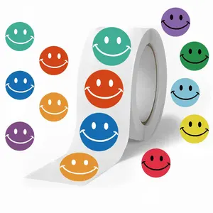 Smile Face Sticker, 500pcs/roll Colorful Smile Face Sticker, DIY Decorative Sticker for Scrapbooking, Journaling, Gift Wrapping, Sticker Sheets, Funny Stickers