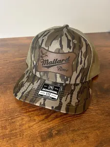 Men’s Richardson 112 Trucker Hat mallard time Hunting Club Leather Patch Hat | Real Tree Hat | Leatherette Patch