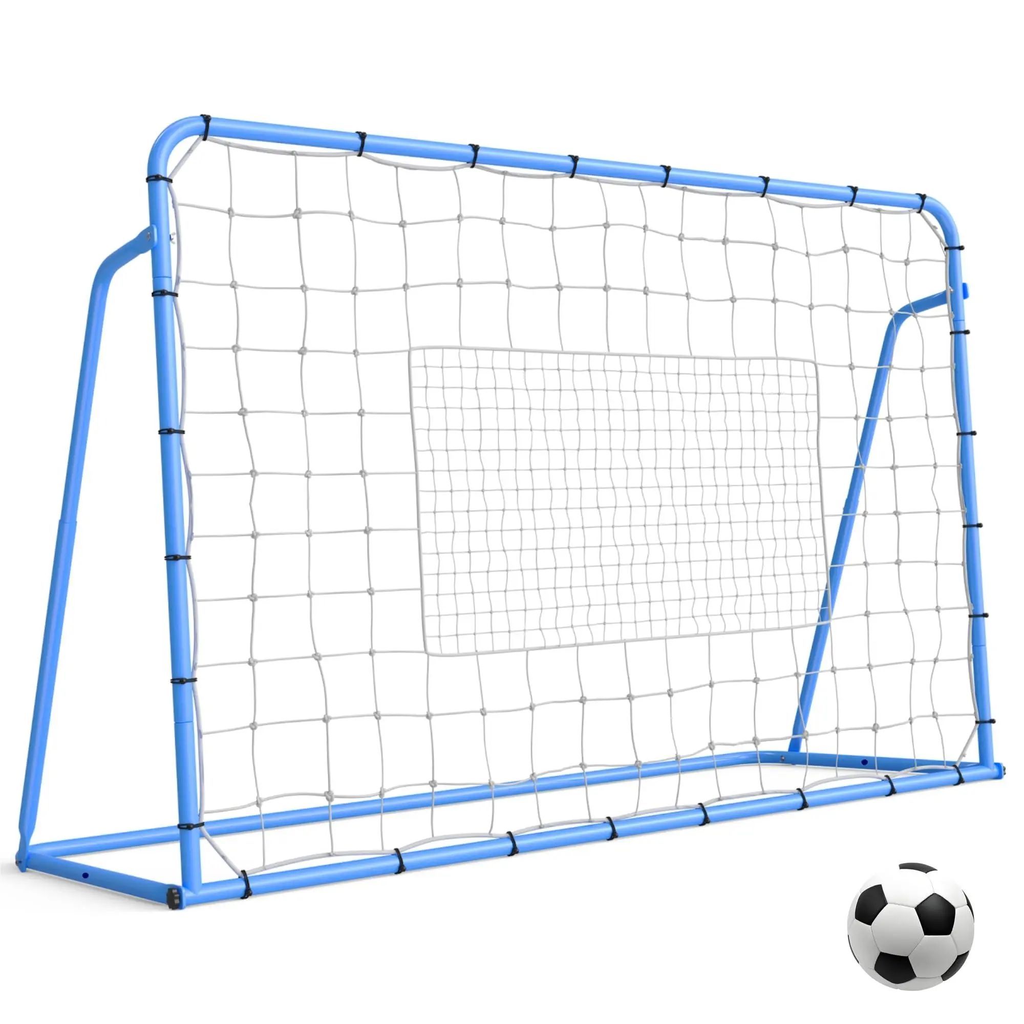 6X4 Ft Adjustable Soccer Rebounder Net, Heavy Duty Soccer Rebound Net with Iron Frame, Rust Resistant, Football Training Equipment for Backyard/Field, Easy Assembly
