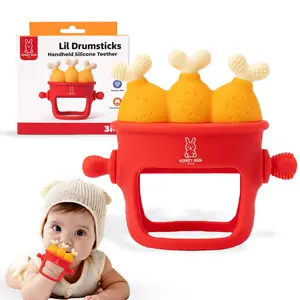 Fried Chicken Baby Teething Toys - Teething Mitten, Baby Chew Toy, Teethers for Babies 3-6 Months and 6-12 Months, Newborn Essentials Must Haves, Parent-Designed by Honey Bun Toys