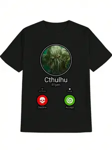 Men's Vintage Graphic Tee - Funny Cthulhu Dark Humor Design Casual Short Sleeve Summer T-Shirt Black Polyester Machine Washable Unique Gift For Horror Fans Humorous Clothing |     Cthulhu Themed Wear |     Machine Washable Shirtgraphic Tees Men Shirts Str