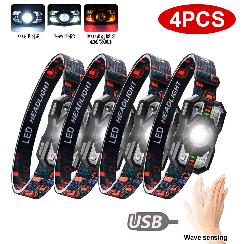 VASTFIRE Ultra Bright Rechargeable LED Headlamp, 1200 Lumens Head Flashlight, Motion Sensor, 10 Modes, White & Red Light, Adjustable Angle, Type-C Fast Charging, 800mAh EDC Outdoor Camping Gear