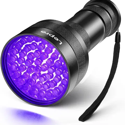 LEPRO 51-LED Compact Aluminum Alloy Handheld UV Flashlight - 395nm IPX4 Waterproof, Battery-Powered, Easy to Dissipate Heat, Special Texture Design (Home Improvement Portable Lighting Tool for Clean, Detecting Food Stains; Batteries Not Included)