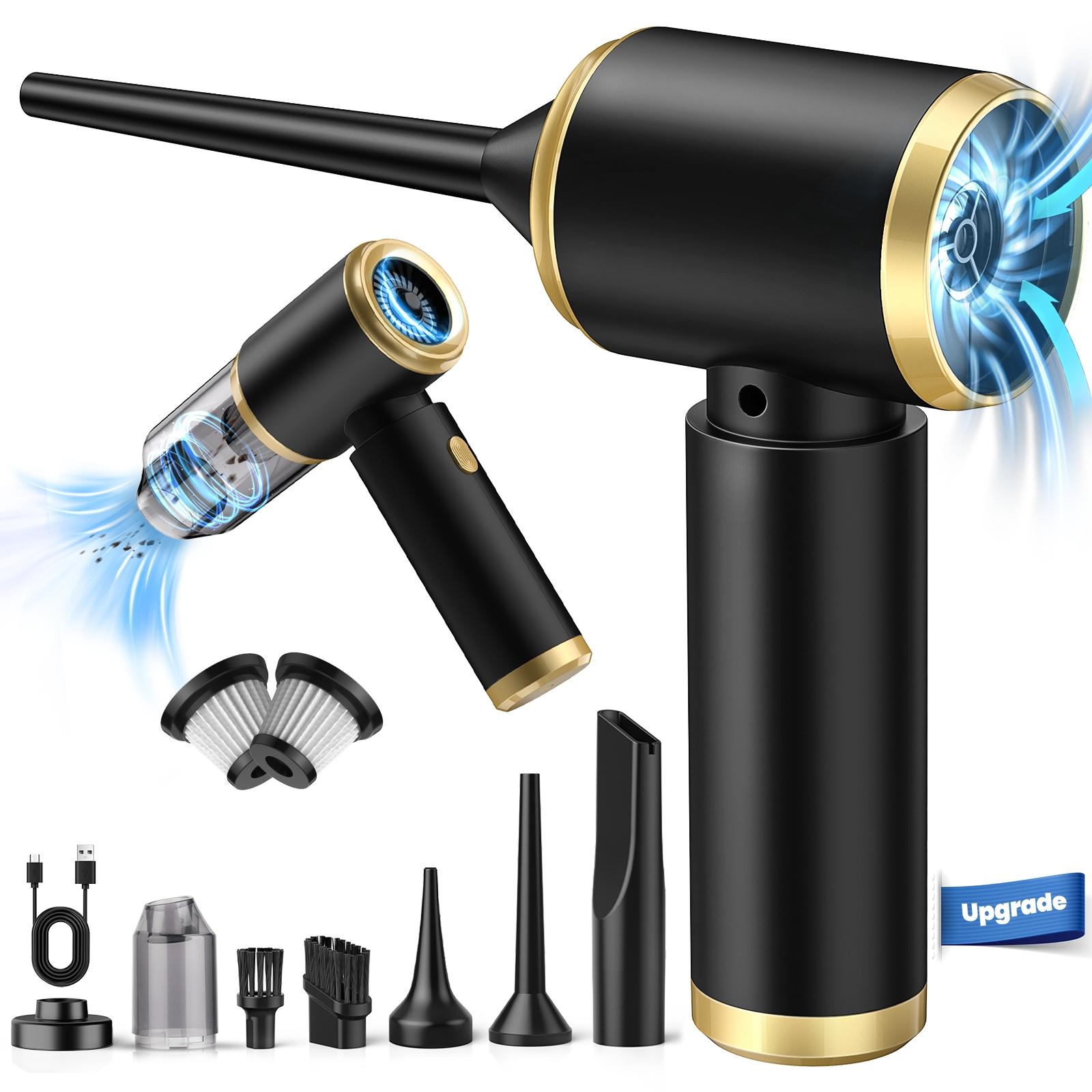 FUDUOO 4 In 1 Portable Compressed Air Duster-21000Pa High-Power Rechargeable Dust Buster with 2 Batteries & Charger, Por