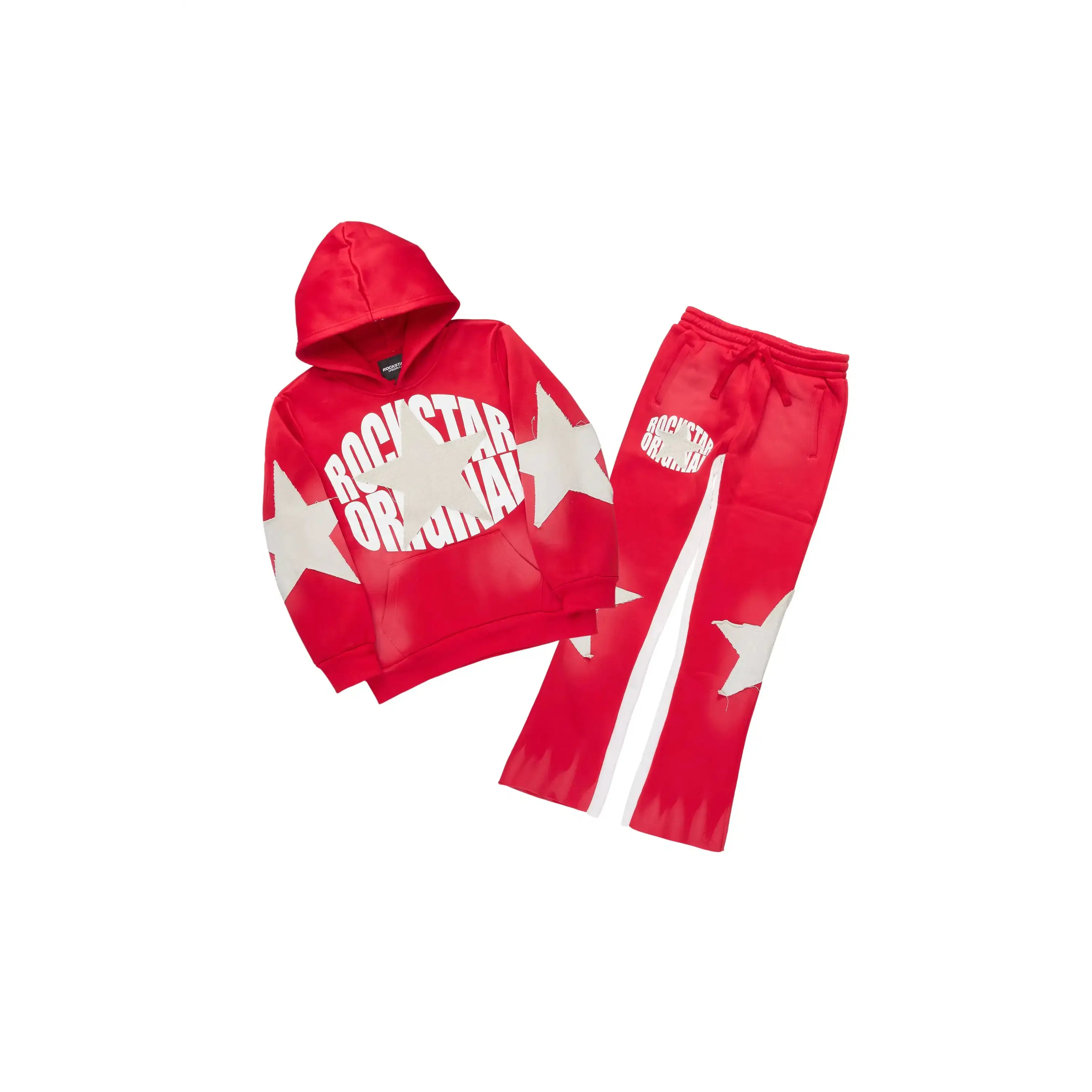 Boys States 2.0 Red/Heather Grey Stacked Hoodie Track Set