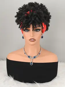 Curly Wig with Butterfly Print Headwrap, Synthetic Hair, Easy Wear Turban Style, Bob Wigs, All Seasons, Women's Fashion