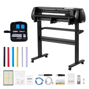 Vinyl Cutter Machine For Home And Small Workshop, 34-Inch Max Feed Width, Dual Blades, Adjustable Cutting Force And Speed, LED Display, Vinyl Plotter Cutter Printer Bundle With Sticker Sheets, Transfer Film, Signmaster Software