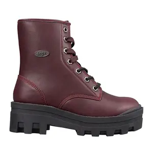 Lugz Womens Dutch Round Toe Combat Casual Boots Ankle Mid Heel 2-3" - Red