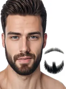 Human Hair Man Beard Goatee Makeup for Film Mustache Beard for Men, Lace Handmade Fake Beards and Moustaches Beard Wig for Men, Men's Mustache for Halloween Dressing Men Makeup
