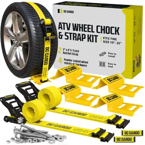 Wheel Chocks + E track Ratchet Straps Atv Tie-down Kit