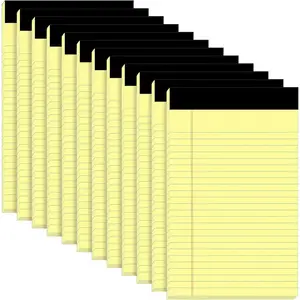 Yellow Legal Notepads 5x8, Pack of 12 - Perforated Narrow Ruled Writing Pad -  Thick Paper, No Ink Bleeding - Blank Legal Pads For , Office, School, Business - 50 Sheets Per Notebook
