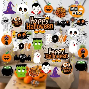 Halloween Hanging 68PCS Halloween Ceiling Decorations Halloween Decorations for Classroom Hanging Halloween Decorations Indoor Ghost Pumpkin Ceiling Decorations