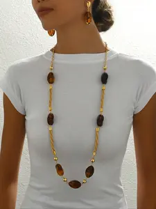 Women's Chain Fashion Jewelry Set, Three-Piece Daily Commute Accessory, Vintage Style for Casual, Perfect Gift Idea