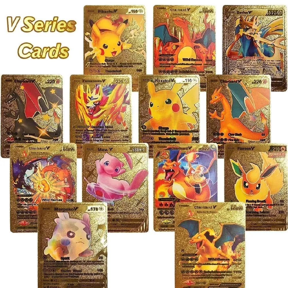 ultra rare 55 pcs gold pokemon cards pack Pokmon 25 (8 Holo + 1 Rare)  TCG Best Value Collectibles Stunning Gold Pokemon Card Set