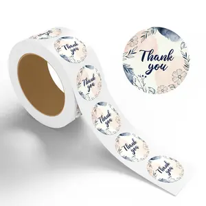 StickerJet Thank You Stickers Roll, Round Labels, 500 Count, Easy Peel Self-Adhesive, Premium Paper, Made in USA, Packaging & Gift Stickers