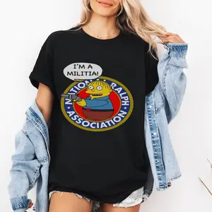 The simpsons Ralph Wiggum I'm A Militia National Rifle Association T shirt Gift for Men and Women