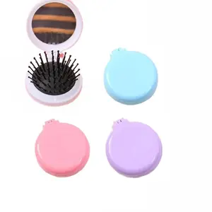 4-Pack Colorful Mini Portable Folding Comb Set, Includes Makeup Mirror and Massage Comb, Convenient Travel Hair Accessories