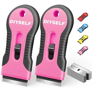 2 Pack Razor Blade Scraper, 10 PCS Spare Razor Blades, Enhanced Razor Scraper, Razor Blade Scraper Tool For Glass Top Stove,Paint,Sticker, Multipurpose Glass Scraper