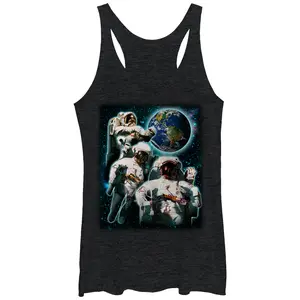 Women's Lost Gods Three Astronauts in Space Racerback Tank Top