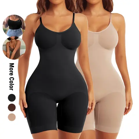 Women's Shapewear Bodysuit, Soft Stretch Polyamide with Adjustable Spaghetti Straps, Tummy Control and Butt Lifter for Evening Party, Women's Clothes, Tummy Tuck Garment, Bodysuit For Women