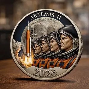 Artemis II Lunar Mission Commemorative Coin, 2026 Space Memorabilia Gift, Orion Spacecraft Challenge Coins