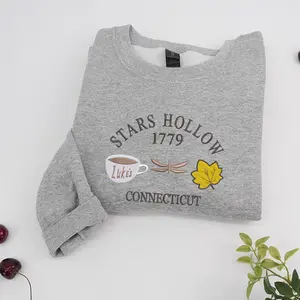 Stars Hollow Embroidered Sweatshirt, Stars Hollow Connecticut Sweatshirt, Gifts for Her