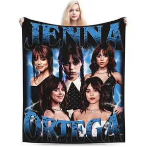 Jenna Actor Ortega Throw Blanket Flannel Blanket Warm Soft Microfiber Blanket for Living Room Couch Sofa Bedroom Decor Gifts 40""x30"", Black