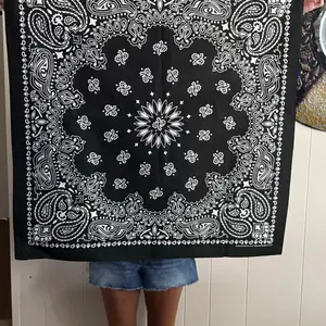 Black and White Super Huge Paisley Trainmen Bandana 100% Cotton Extra Large JUMBO 35"x35" Unisex Classic Design for Men & Women