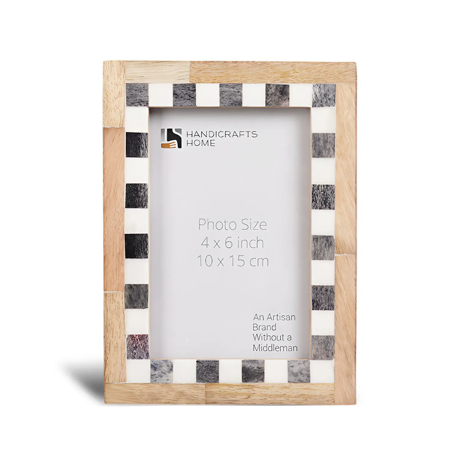 Handicraft Home Handmade Neutral Wooden Picture Frame Bone Inlay Black White-4x6&5x7”