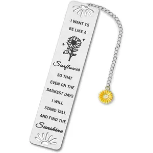 Sunflower Gifts for Women Girls, Inspirational Bookmarks with Sunflower Chain, Book Markers for Reading, Back to School Coming of Age Gifts, Graduation Gifts, Christmas Stocking Stuffers