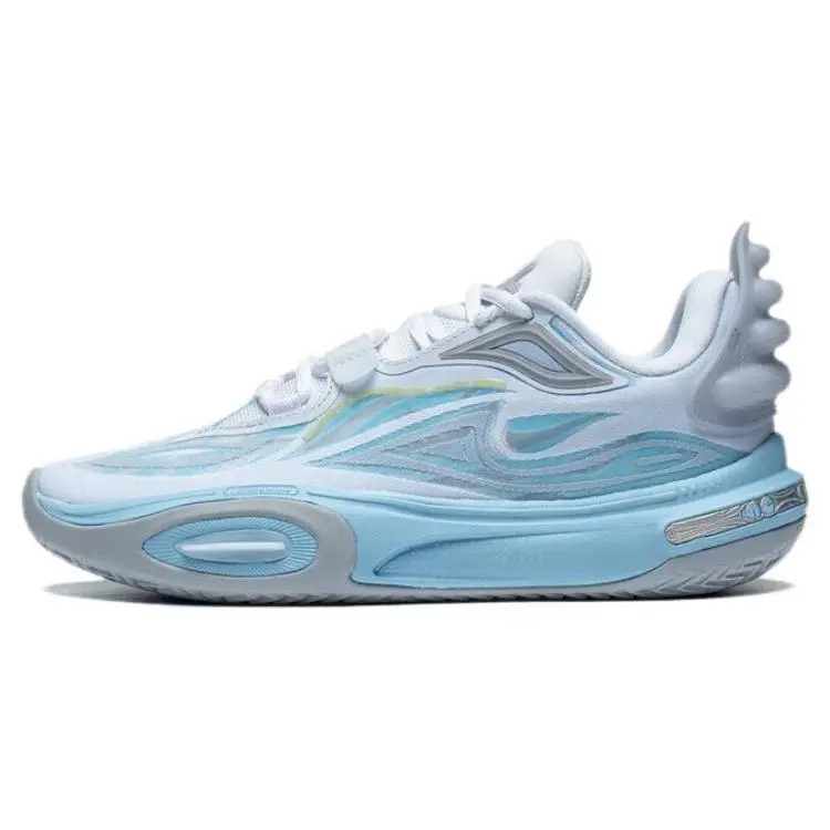LiNing All City 11 V2 Lace Up Mid-Top Basketball Shoes - Men's New All Seasons Casual ABPT067-3 Style, Shock-Absorbing, Slip-Resistant, White Blue, Round Toe, Anti-Slip Outsoles Casual Trainers