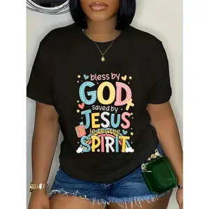 100% Cotton Groovy Retro Bless By God Saved By Jesus Christian Bible T-Shirt graphic tees men crop tops summer outfits for men summer tops T-Shirt
