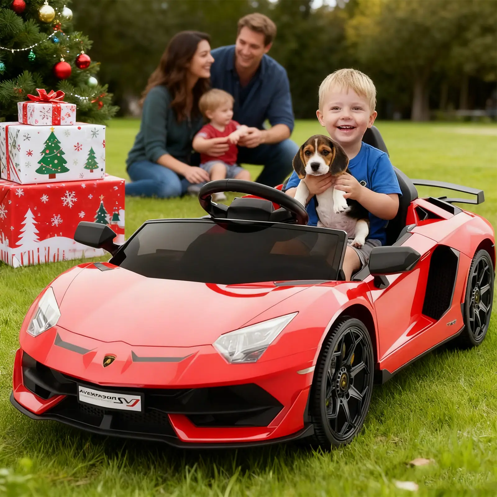 【GARVEE】12V Licensed Lamborghini Electric Ride-On Car for Kids with Remote Control, 2 Speeds, Sound System, LED Headlights, Hydraulic Doors, Available in Five Colors