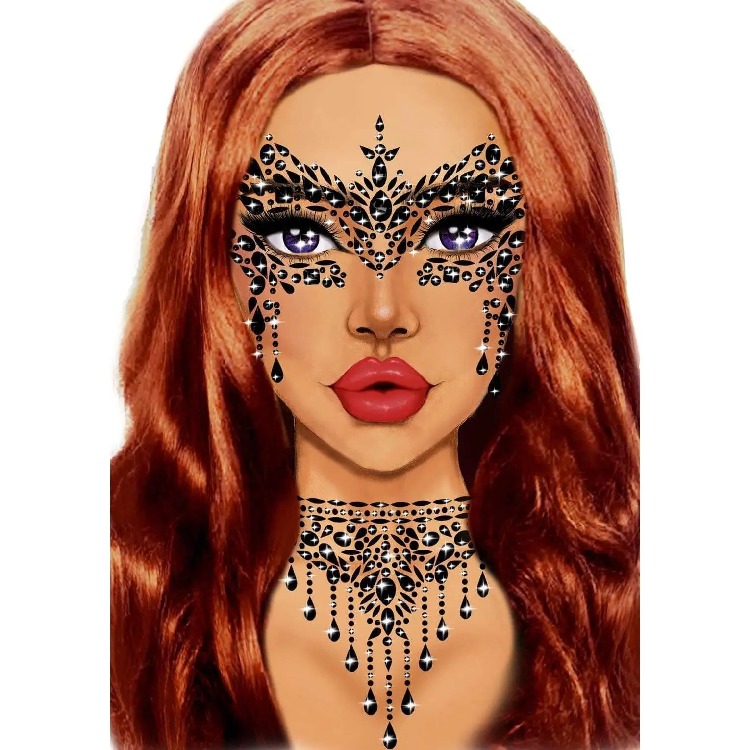 High Quality Rhinestone Stick-On Face Jewelry - Strong Adhesive Sparkle Body Stickers, Masquerade Mask & Themed Party Festive Accessories, Adhesive Body Jewels
