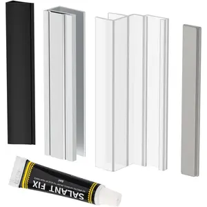 U  Door Frame with Metal Strike for 1/8" 5/32" 3/16" and 1/4" Thick Swing Glass Shower Doors, U  Door Frame with Clear Polycarbonate and  for 3/8" Frame and Frameless Shower Door