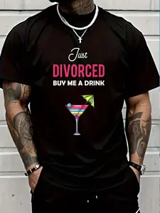 100% Cotton Just Divorced Funny Divorce Party Divorcee Men T-Shirt Women's Men's Graphic Tee Crew Neck summer vacation Tops