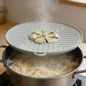 Silicone Anti-Spill Pot Lid 22.5cmx25cm, Non-Stick Silicone Cookware Cover, Easy Clean Kitchen Accessory, Two Colors Available