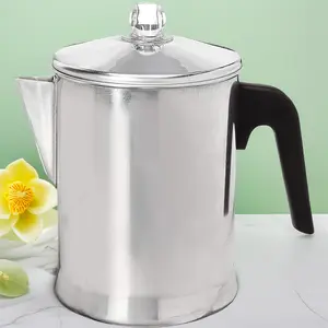 9-Cup Aluminum Stovetop Percolator Coffee Maker Silver Durable Percolating Pot For Home Brewing Camping