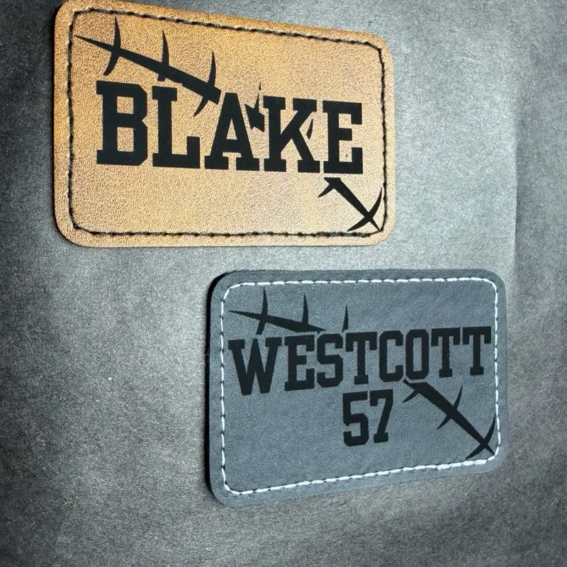 Football Stitch Engraved Name Patch - Customizable 3in x 2in Velcro Bag Accessory with Personalized Name or initials