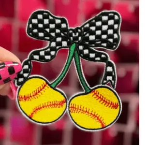 Softball Cherry Iron On Patch