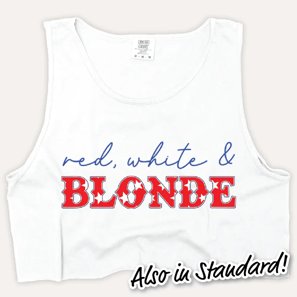 4th Of July Shirt Tank Top - Red, White & Blonde